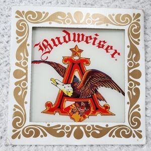 Vintage Budweiser Beer Carnival Glass Collectible Wall Hanging